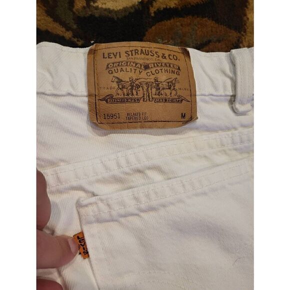 Vintage 1990s Levi's Orange Tab 950 Relaxed Fit Jeans Tapered White Women's 16 - Picture 3 of 5